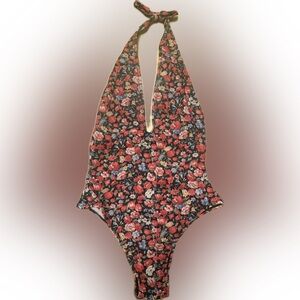 Floral Halter One-Piece Swimsuit Size Small
